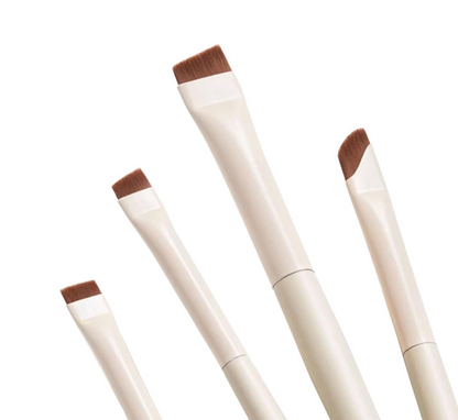 4 Piece Angled Eyeliner & Brow Brush Set Ultra Thin Precision Brushes For Gel Liner & Brows. Includes Leather Case.